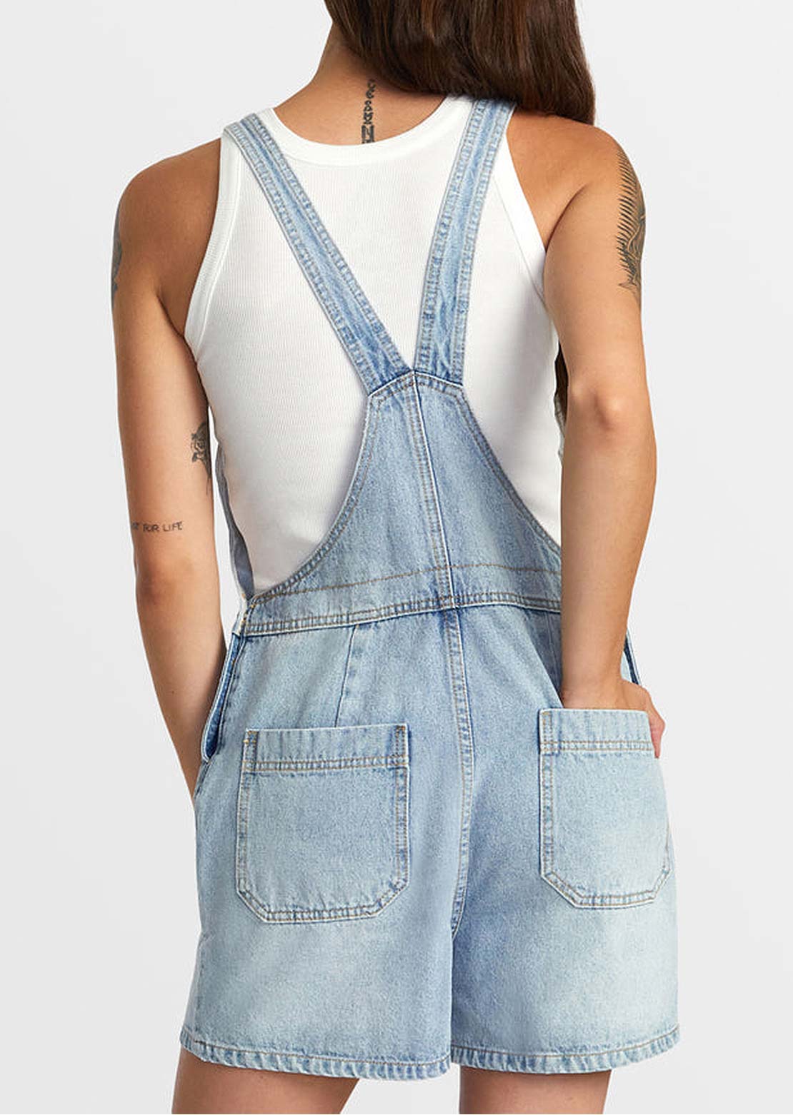 RVCA Women&#39;s Succession Shortall One Piece Bleached Indigo