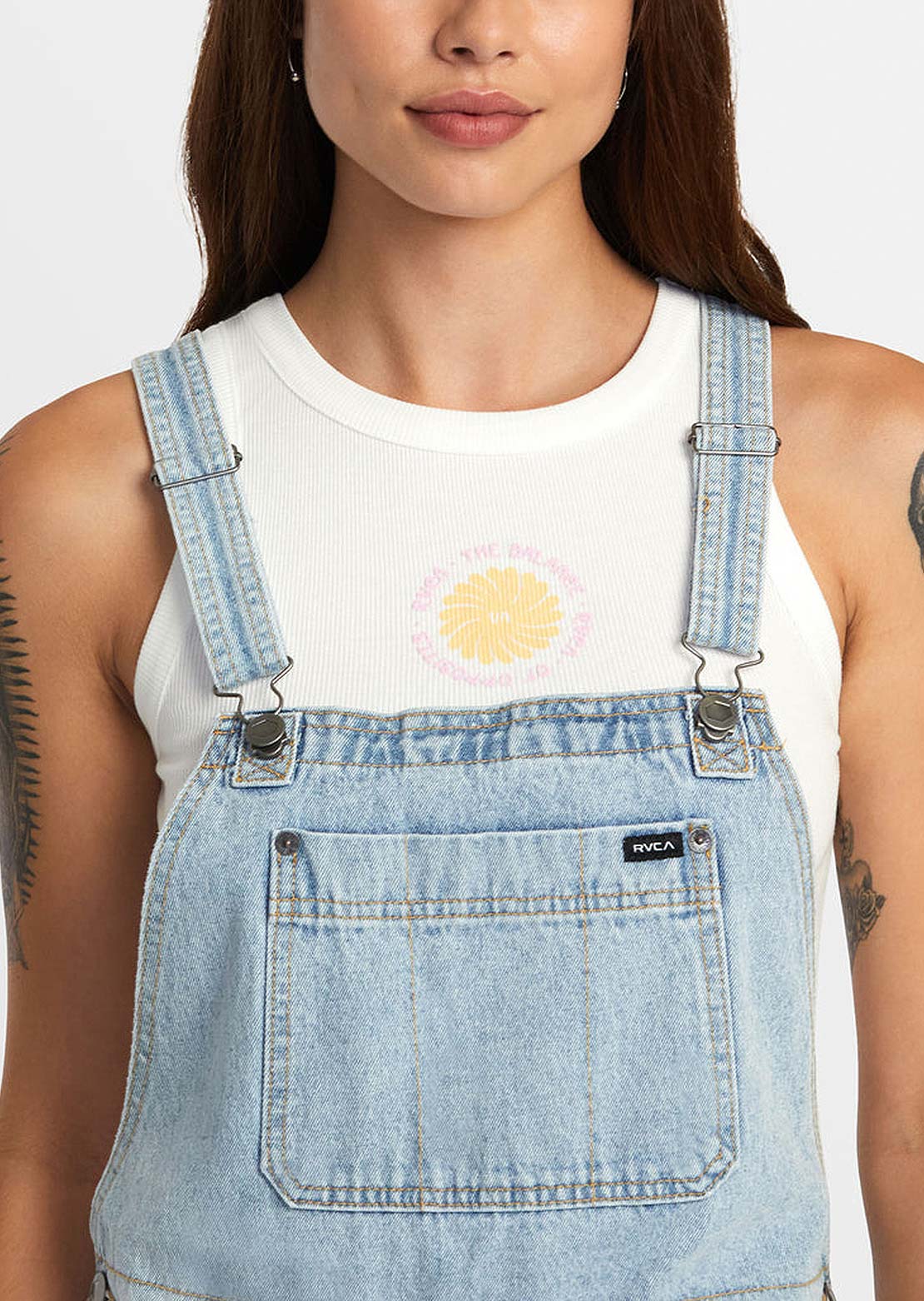 RVCA Women&#39;s Succession Shortall One Piece Bleached Indigo