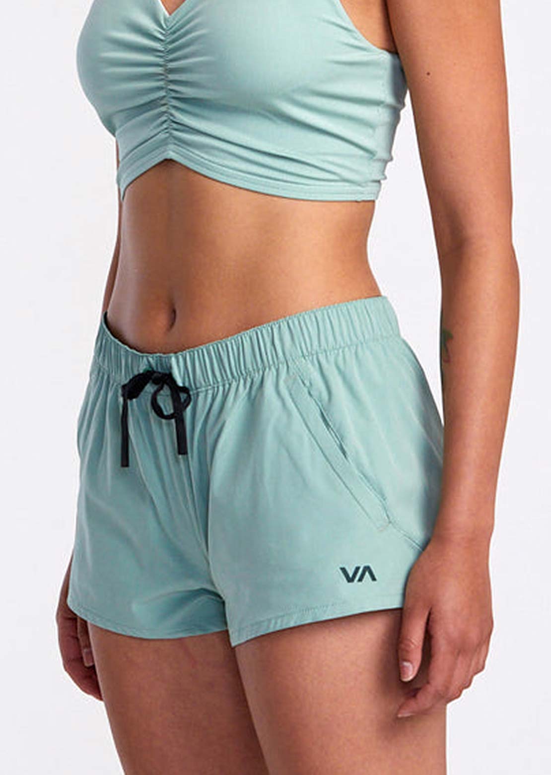 RVCA Women's VA Essential Low-Rise Yogger Shorts Green Haze