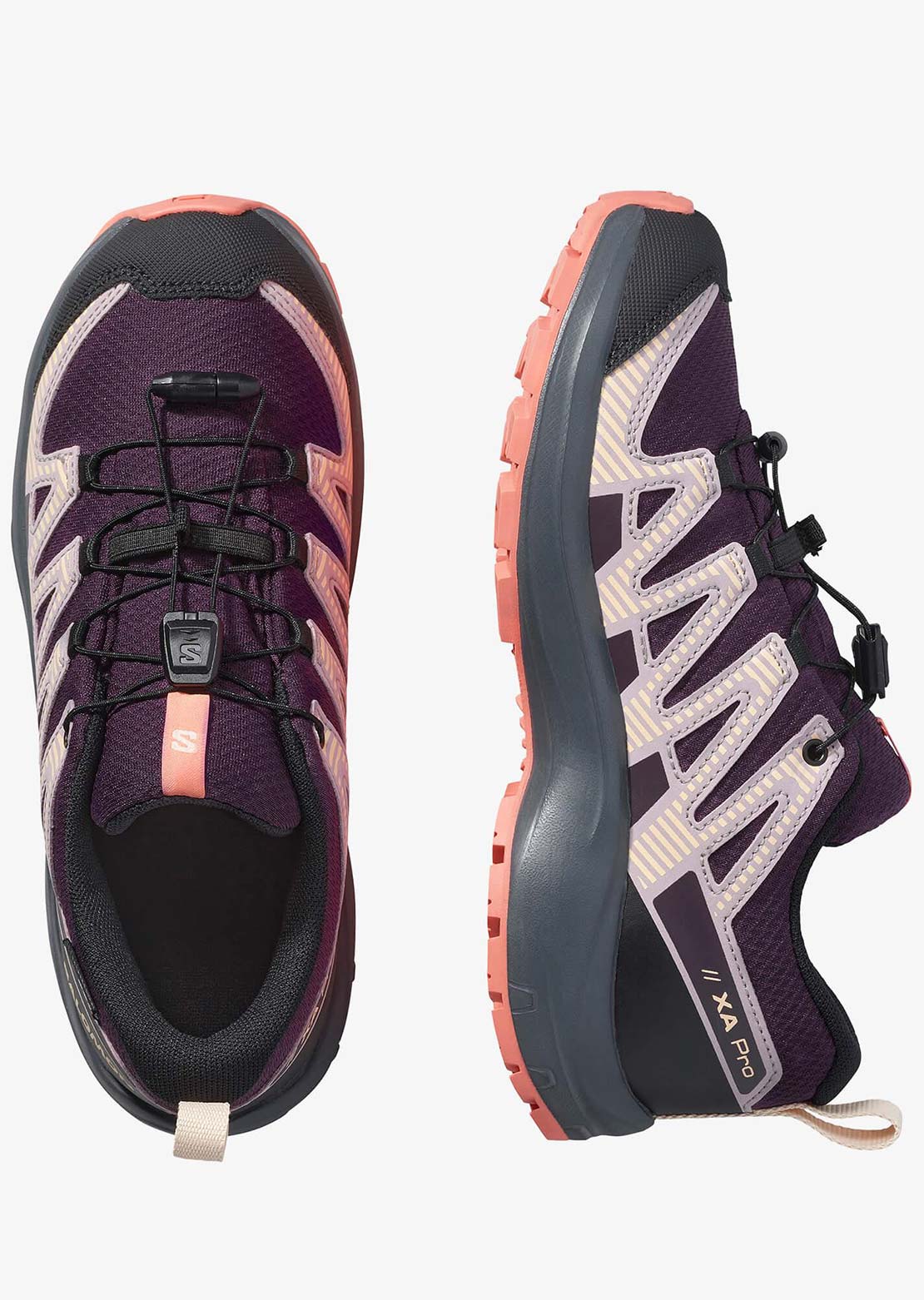 Salomon Junior XA Pro V8 Waterproof Shoes Plum Kitten/Turbulence/Fusion Coral