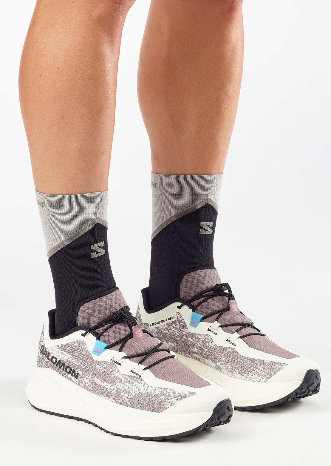 Salomon Men's Aero Glide 4 Gravel Running Shoes Vanilla Ice/Black/Iron