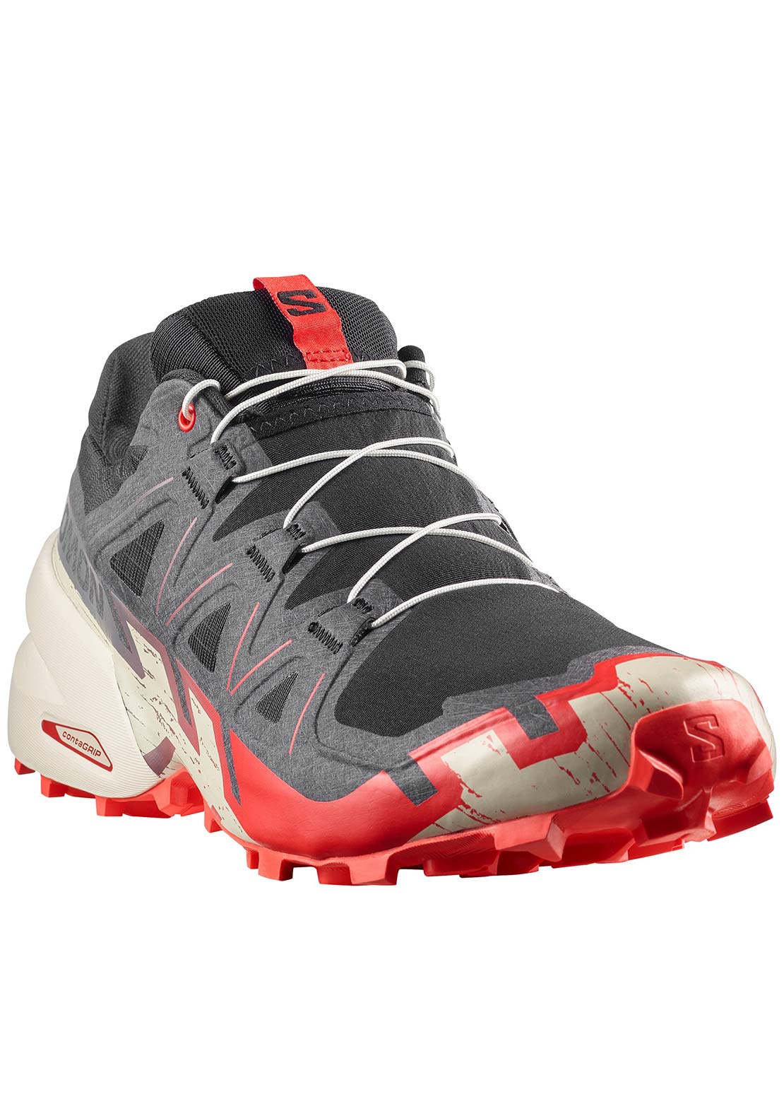 Salomon Men's Speedcross 6 Trail Running Shoes Black/Fiery Red/Almond Milk