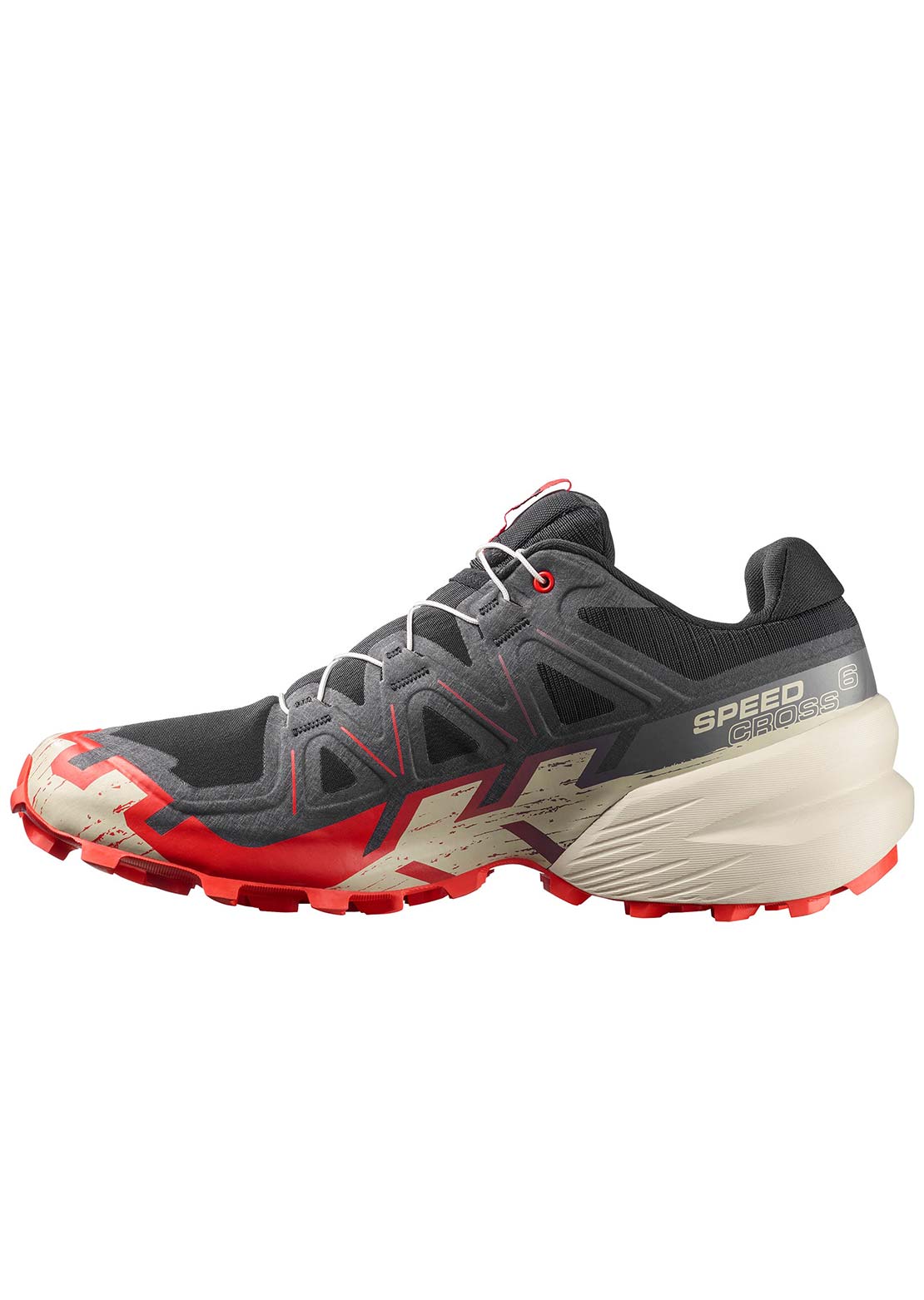 Salomon Men's Speedcross 6 Trail Running Shoes Black/Fiery Red/Almond Milk