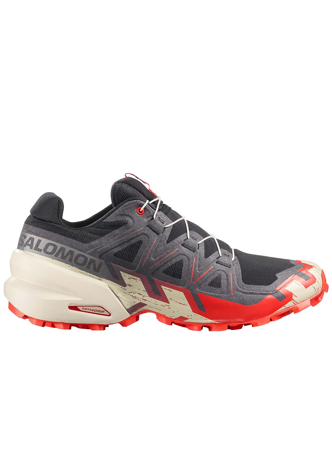 Salomon Men's Speedcross 6 Trail Running Shoes Black/Fiery Red/Almond Milk