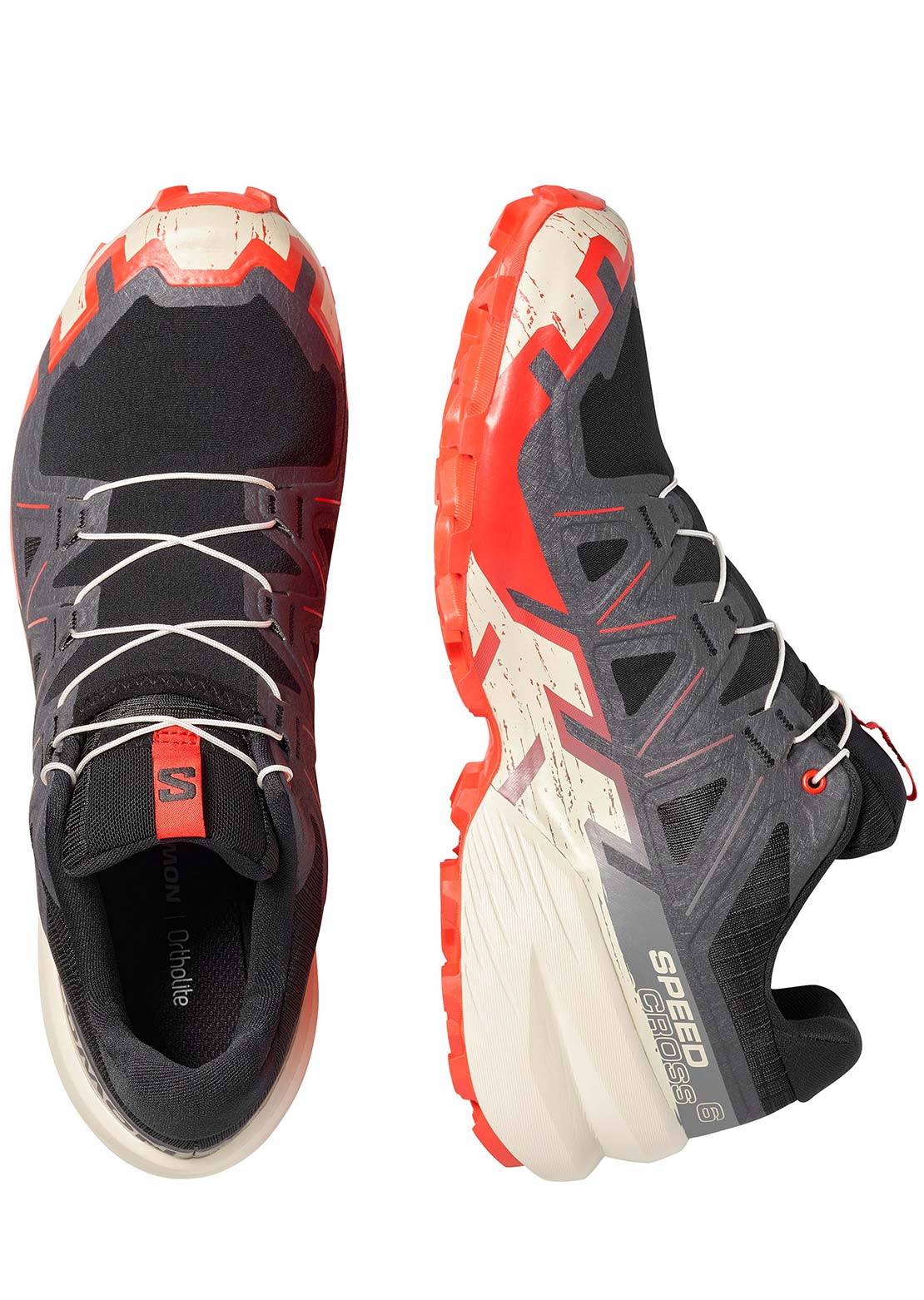 Salomon Men's Speedcross 6 Trail Running Shoes Black/Fiery Red/Almond Milk