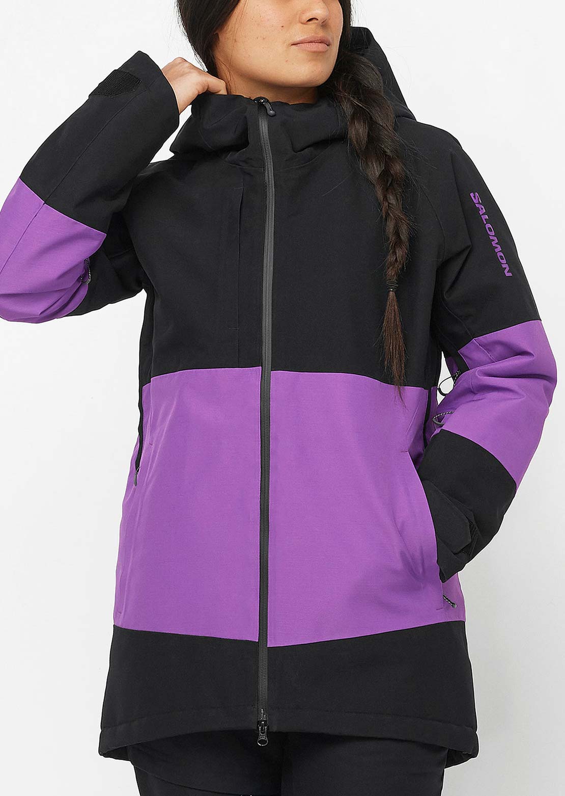 Salomon Women&#39;s Bashley Puff Jacket Deep Black/Royal Purple