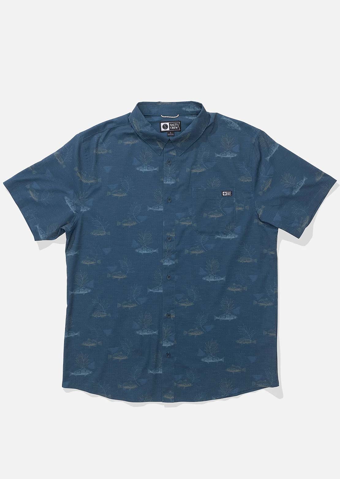 Salty Crew Men's Breezer Perf Button Up Shirt Navy