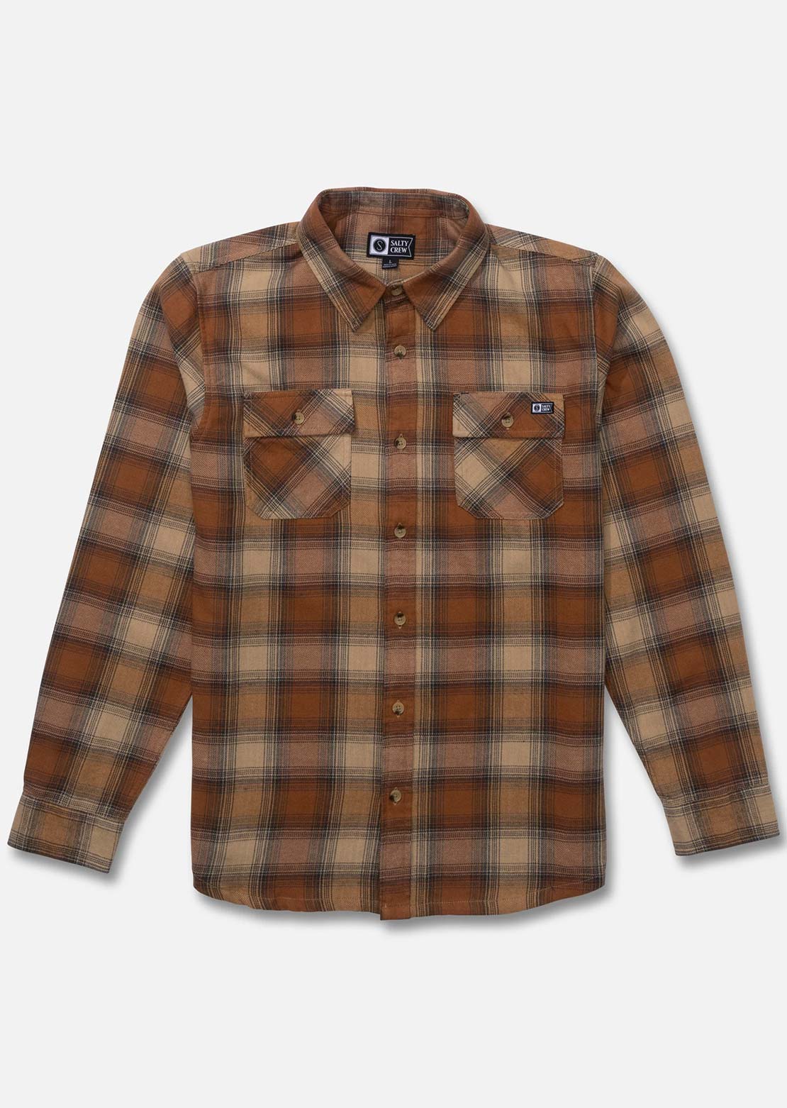 Salty Crew Men's Daybreak Flannel Button Up Shirt Friar Brown