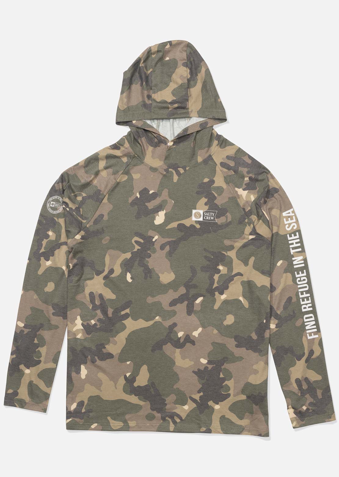Salty Crew Men's Mariner Lite UV Hood Green Camo