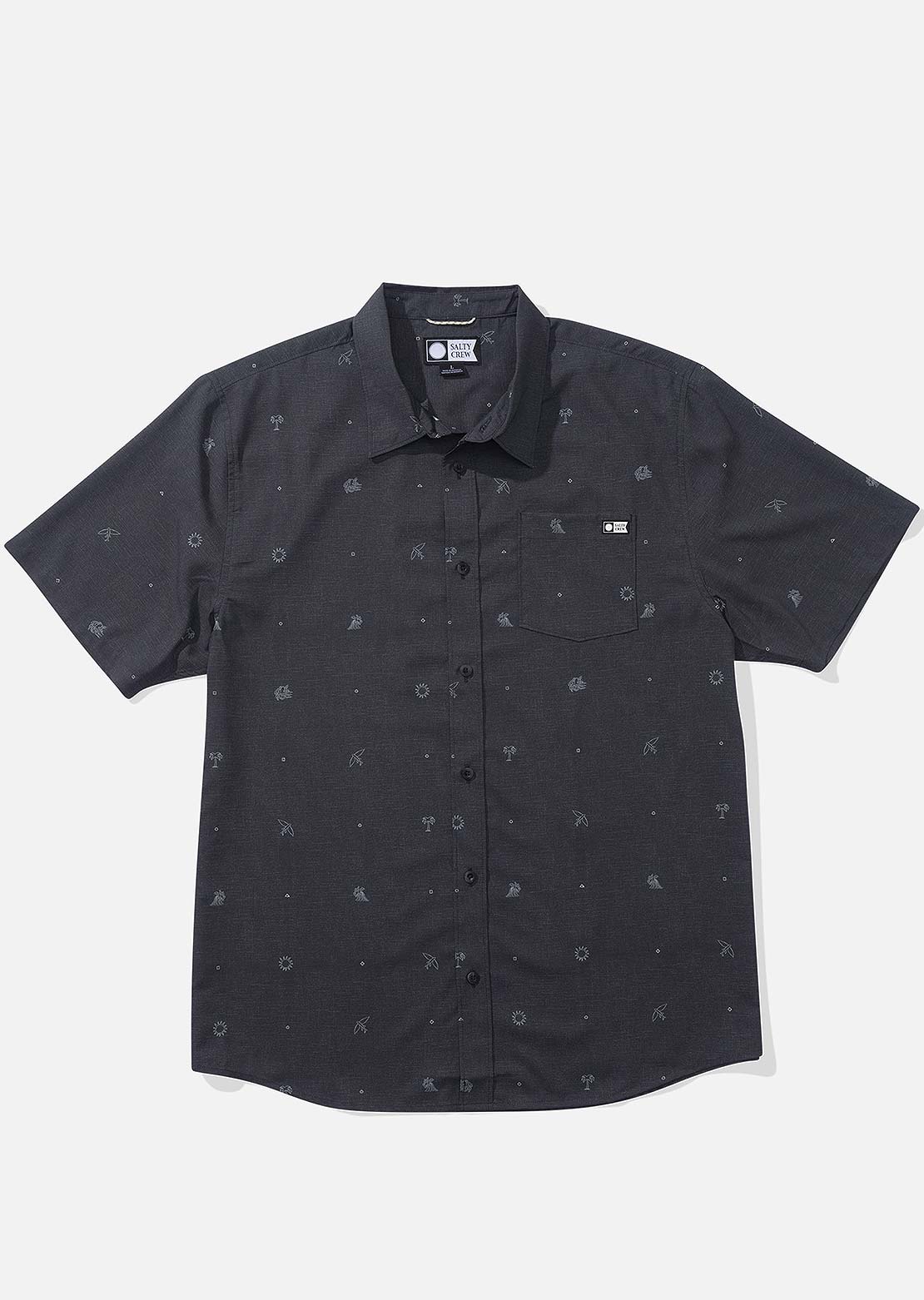 Salty Crew Men&#39;s Micro Vibes Tech Woven Button Up Shirt Coal
