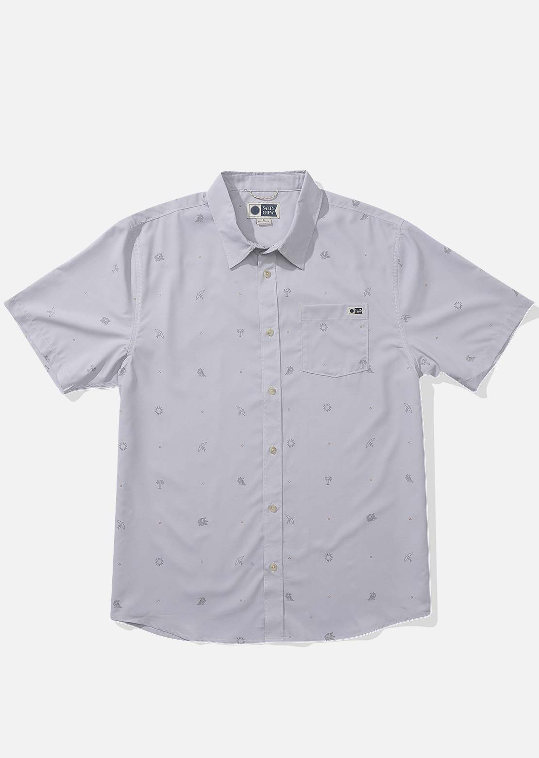 Salty Crew Men&#39;s Micro Vibes Tech Woven Button Up Shirt Light Grey