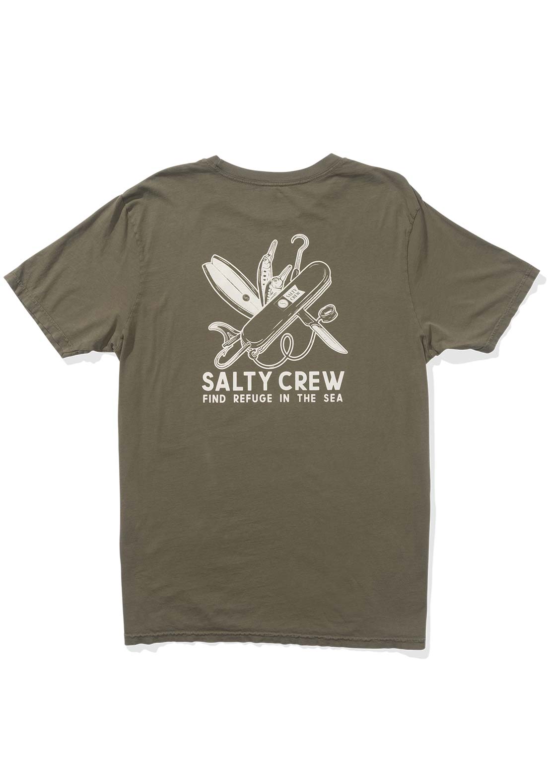 Salty Crew Men&#39;s Pocket Knife Vintage T-Shirt Dusty Olive