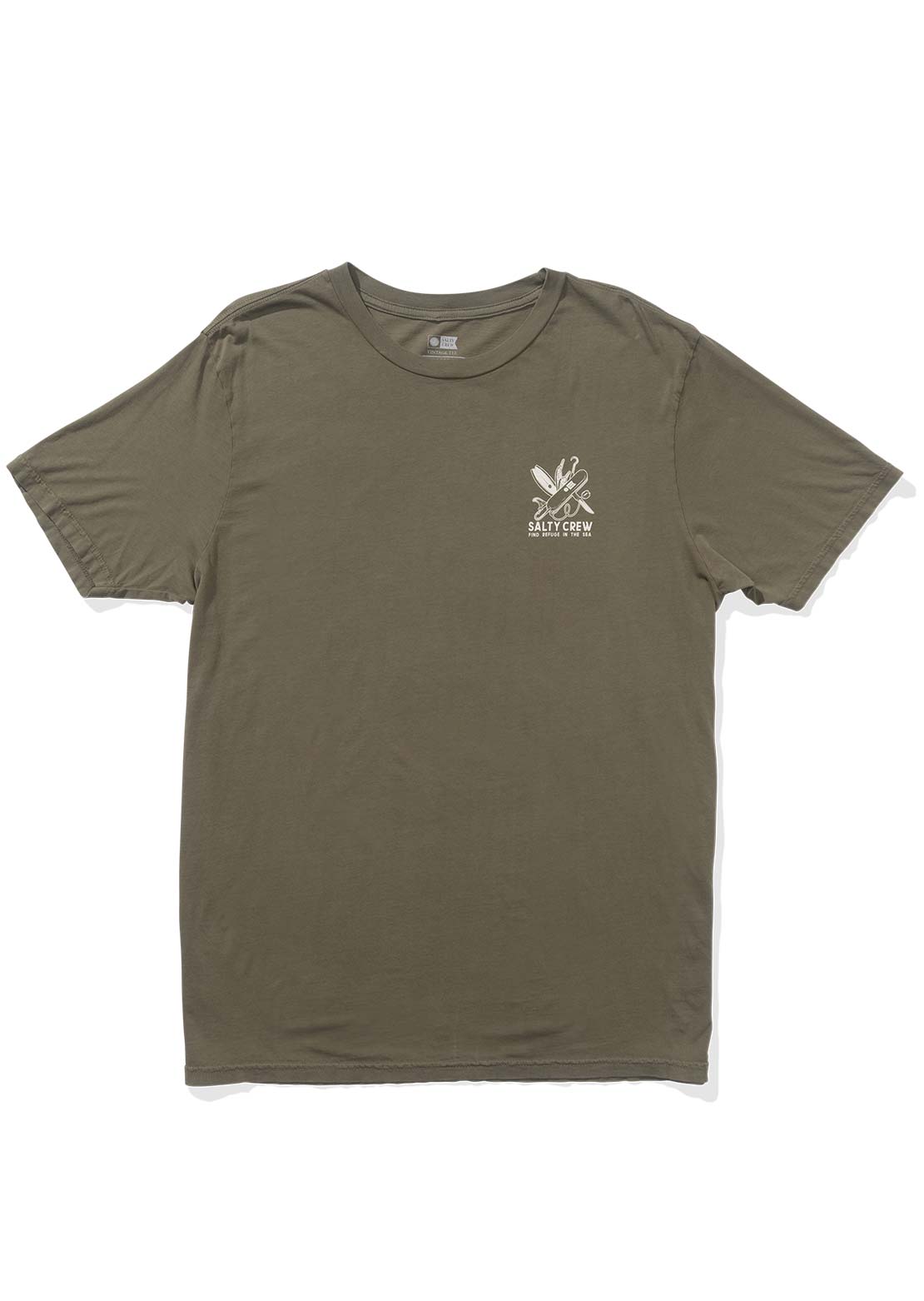 Salty Crew Men&#39;s Pocket Knife Vintage T-Shirt Dusty Olive
