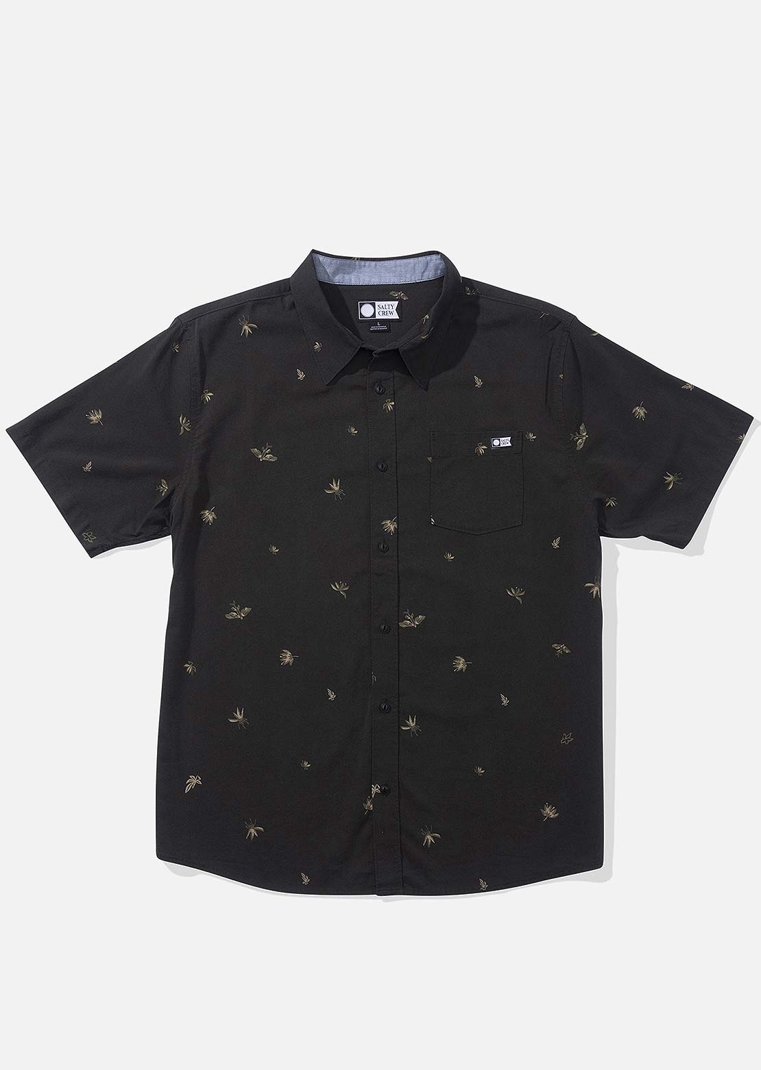 Salty Crew Men&#39;s Small Kine Woven Button Up Shirt Coal