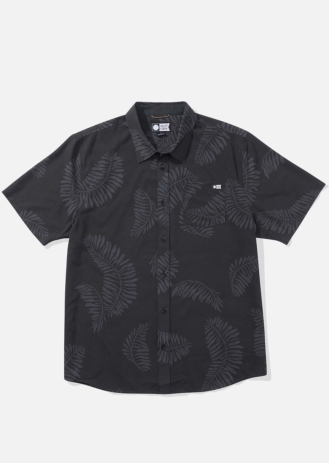 Salty Crew Men&#39;s Stringer Perf Tech Woven Button Up Shirt Black
