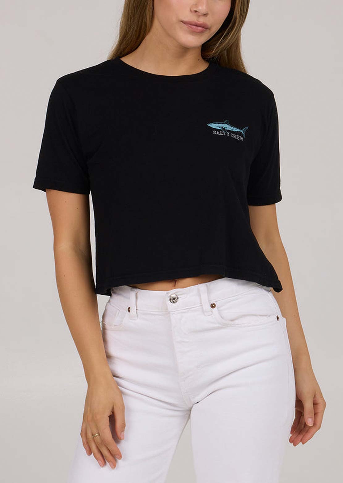 Salty Crew Women&#39;s Brother Bruce Crop T-Shirt Black