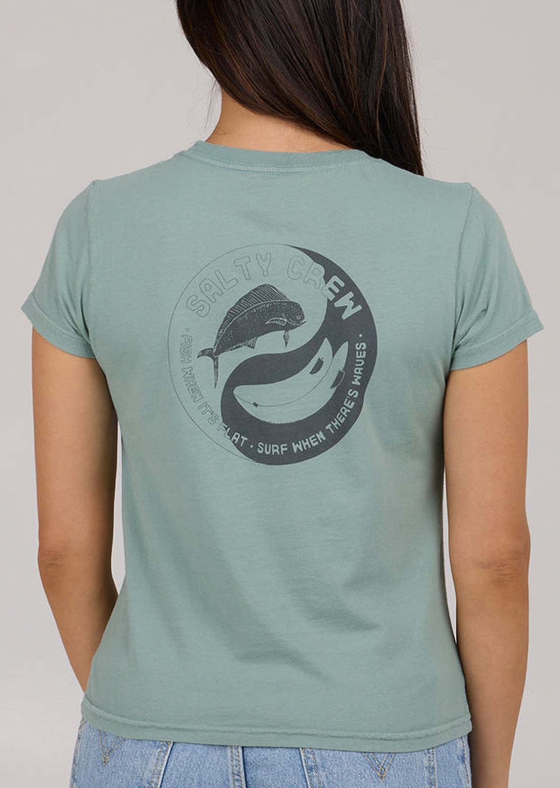 Salty Crew Women&#39;s Fishin Yang Modern T-Shirt Sage