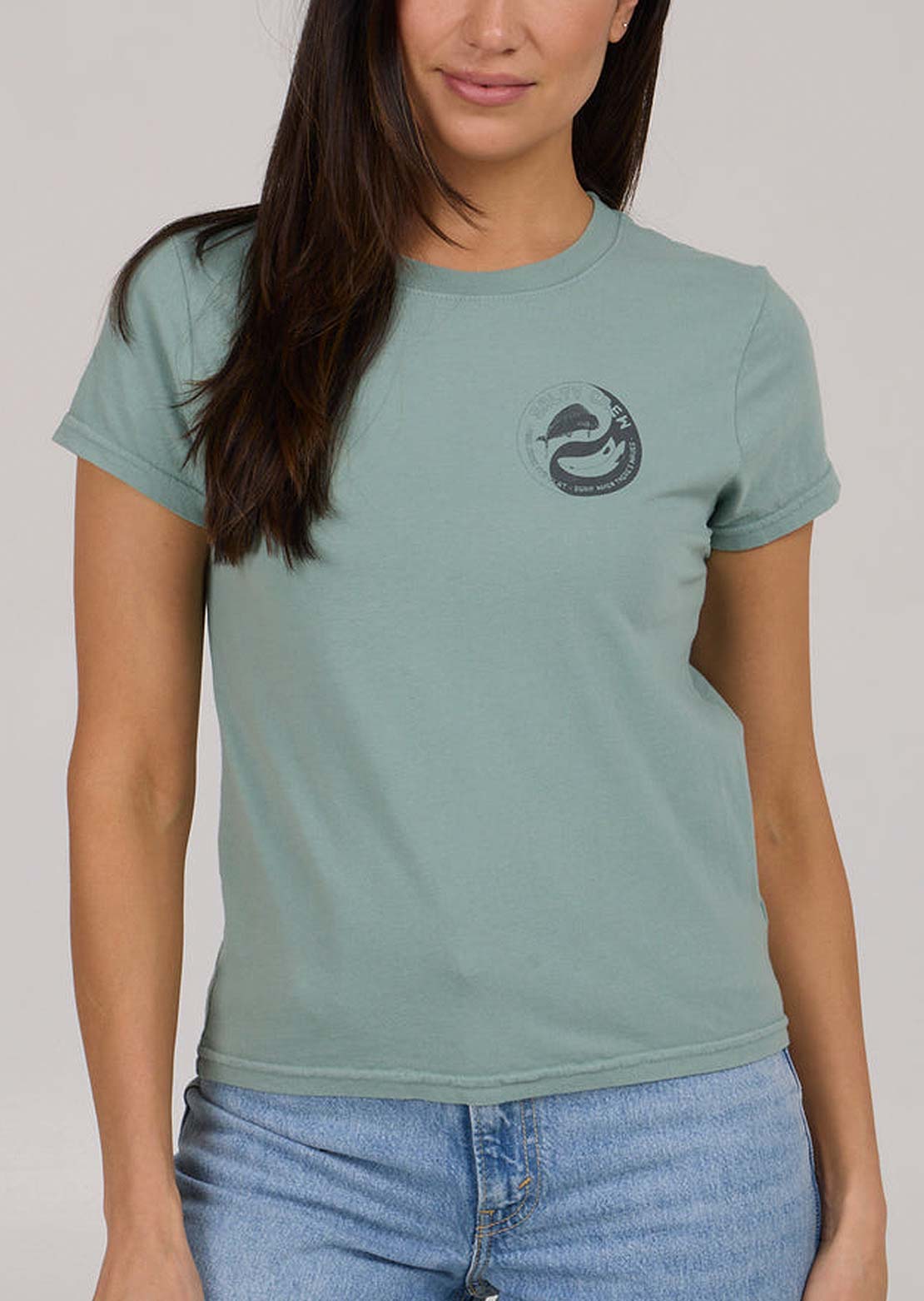 Salty Crew Women&#39;s Fishin Yang Modern T-Shirt Sage