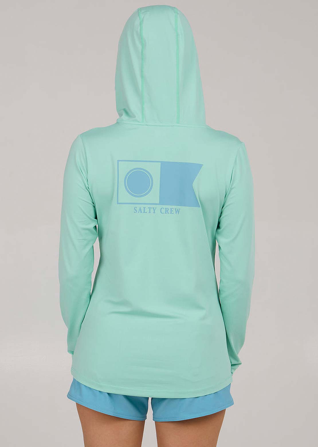 Salty Crew Women&#39;s Flagship Hooded Sun Button Up Shirt Mint