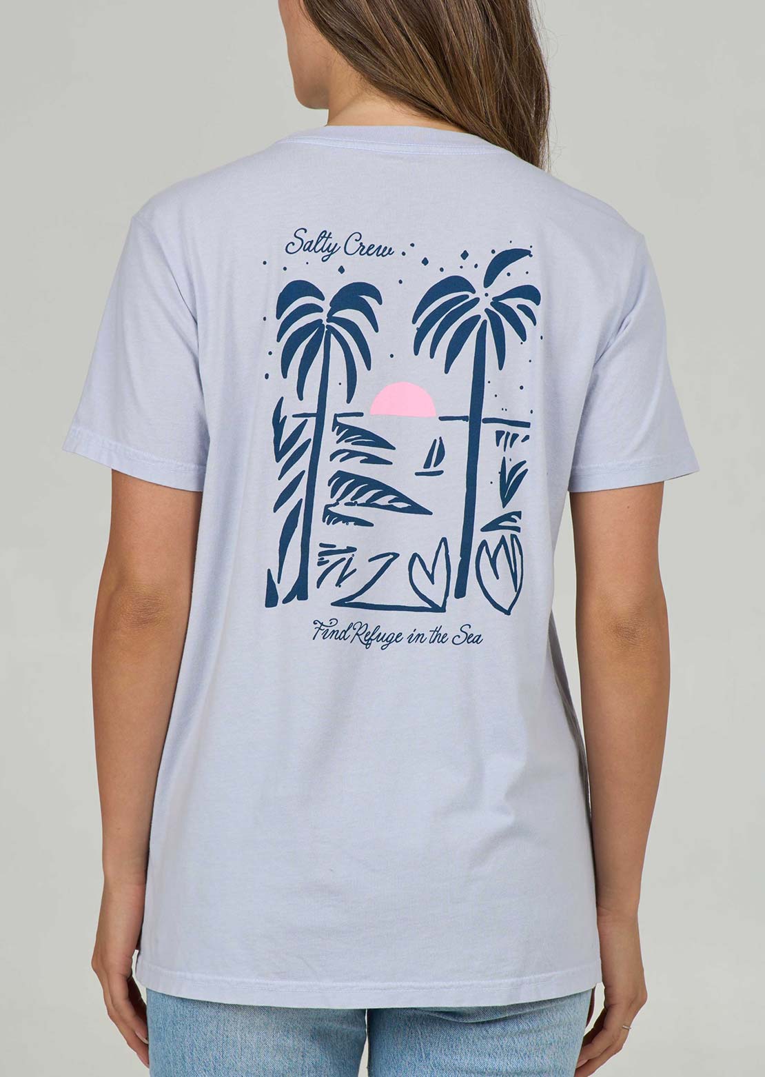 Salty Crew Women's Geo Palm Boyfriend T-Shirt Fog