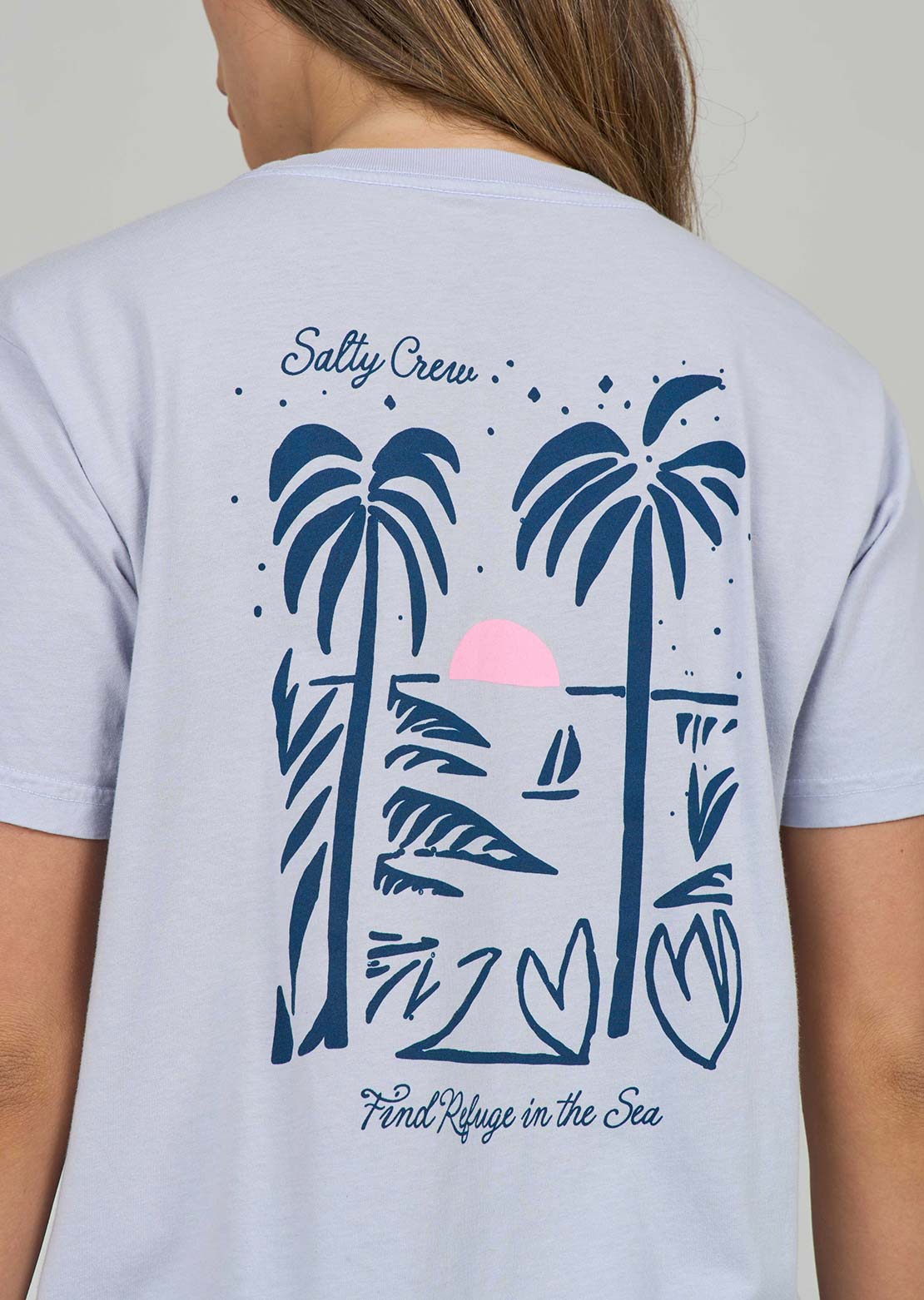 Salty Crew Women's Geo Palm Boyfriend T-Shirt Fog