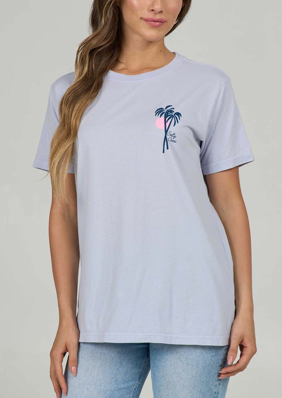 Salty Crew Women's Geo Palm Boyfriend T-Shirt Fog