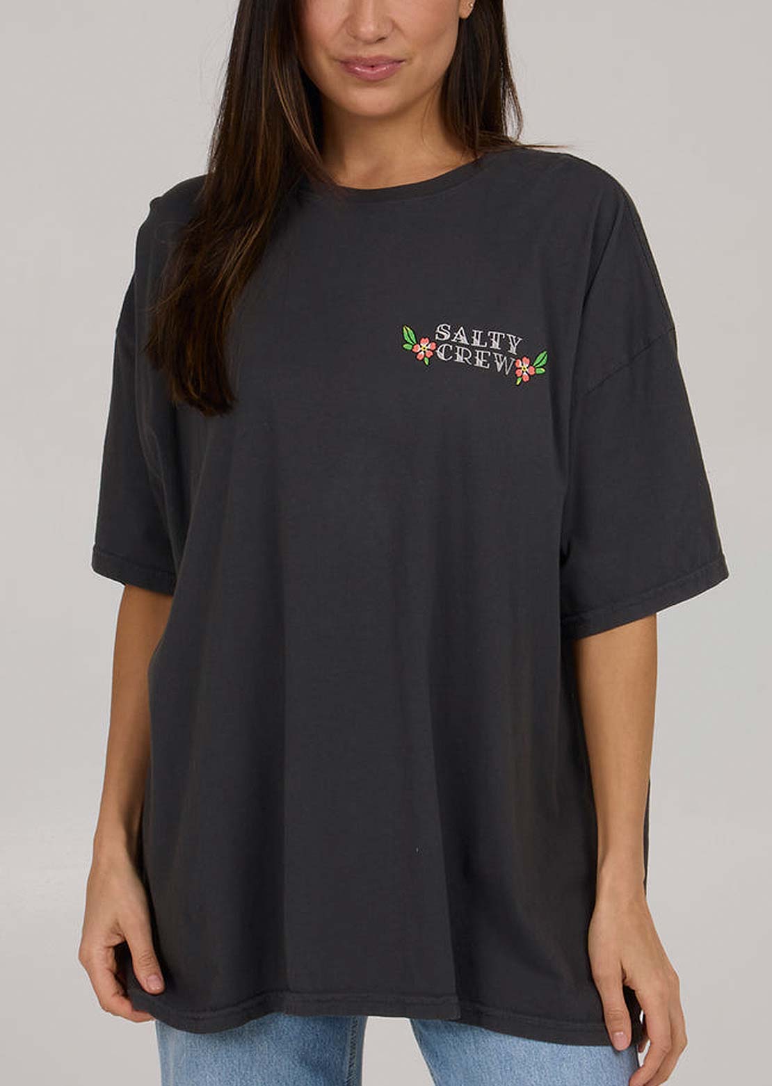 Salty Crew Women&#39;s Hopper Cover Up T-Shirt Charcoal