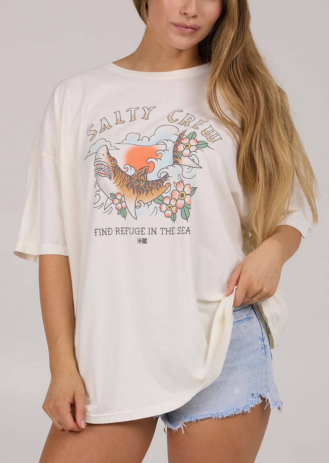 Salty Crew Women&#39;s Hopper Cover Up T-Shirt Off White