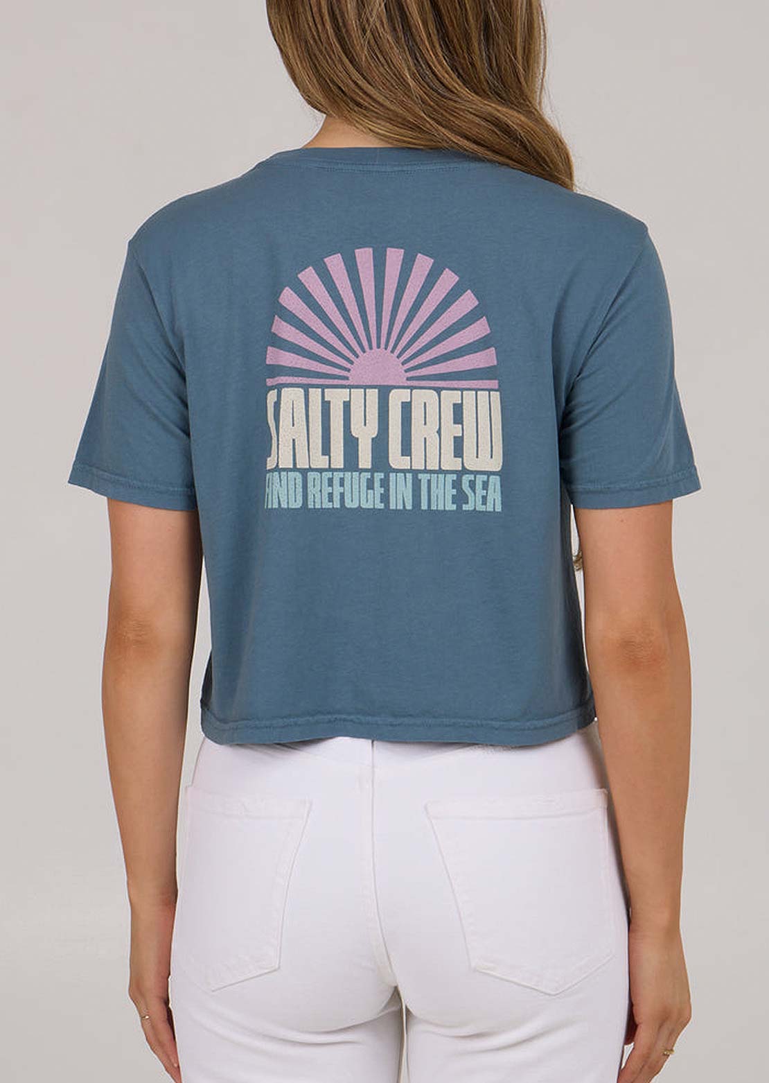 Salty Crew Women&#39;s In The Rays Crop T-Shirt Fin Blue