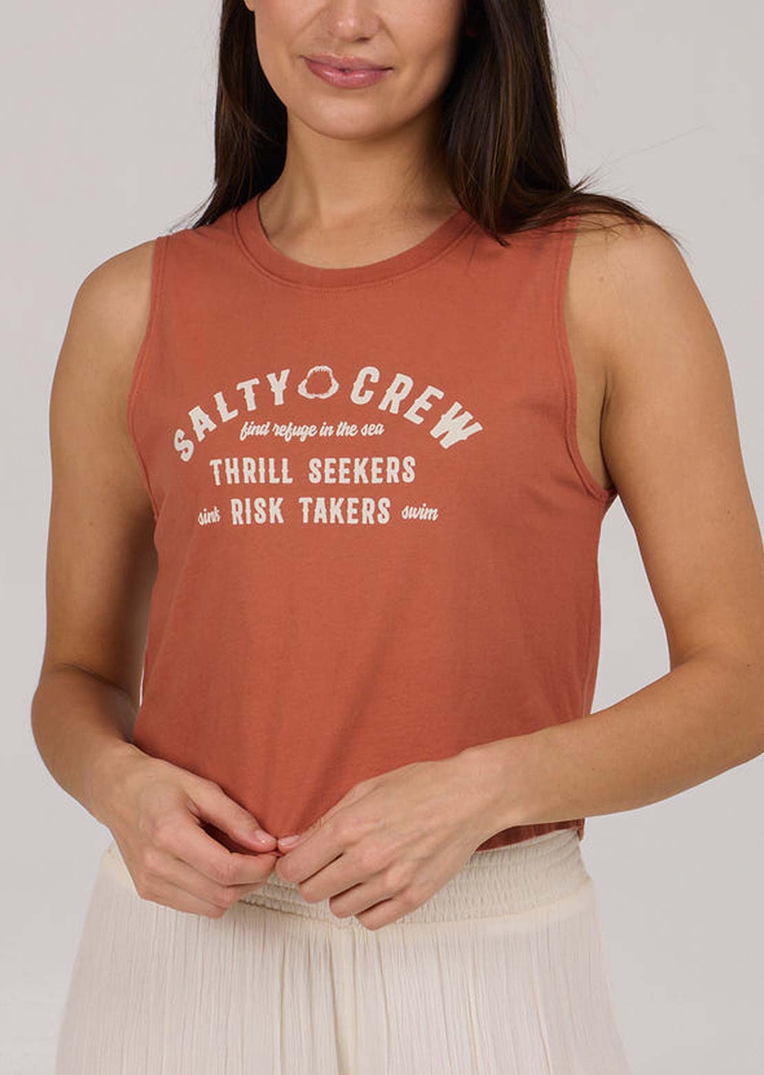 Salty Crew Women&#39;s Night Bite Cropped Tank Sierra