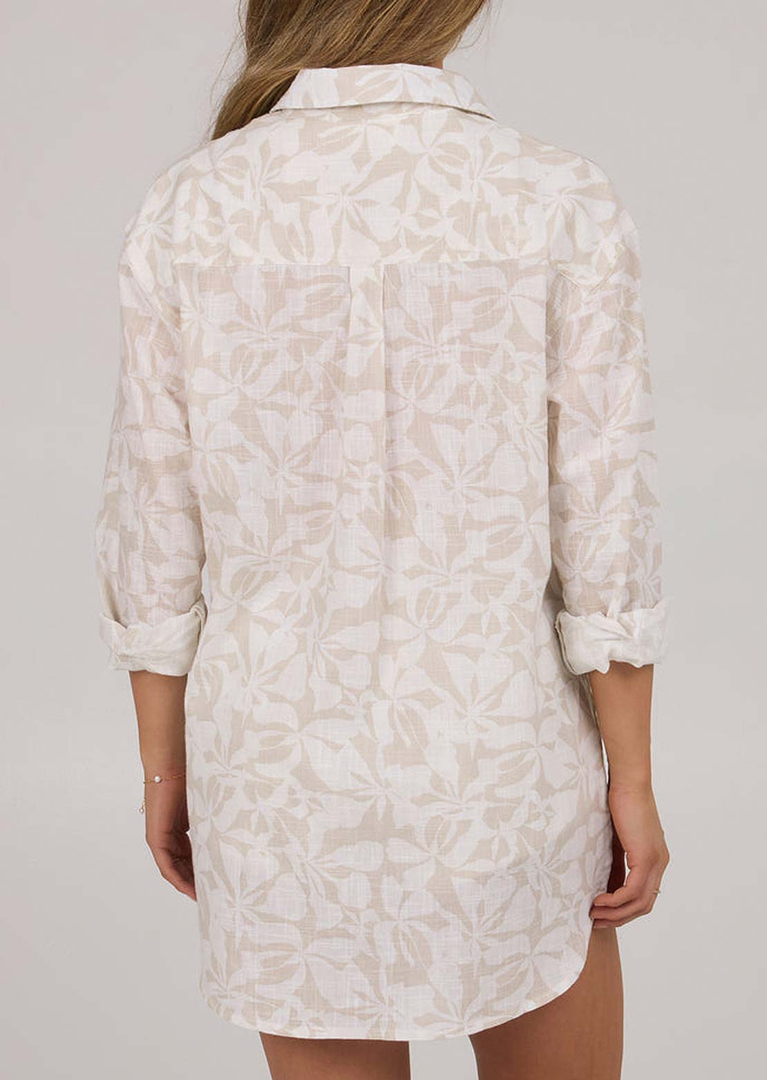 Salty Crew Women&#39;s Palapa Tunic Button Up Shirt Off White