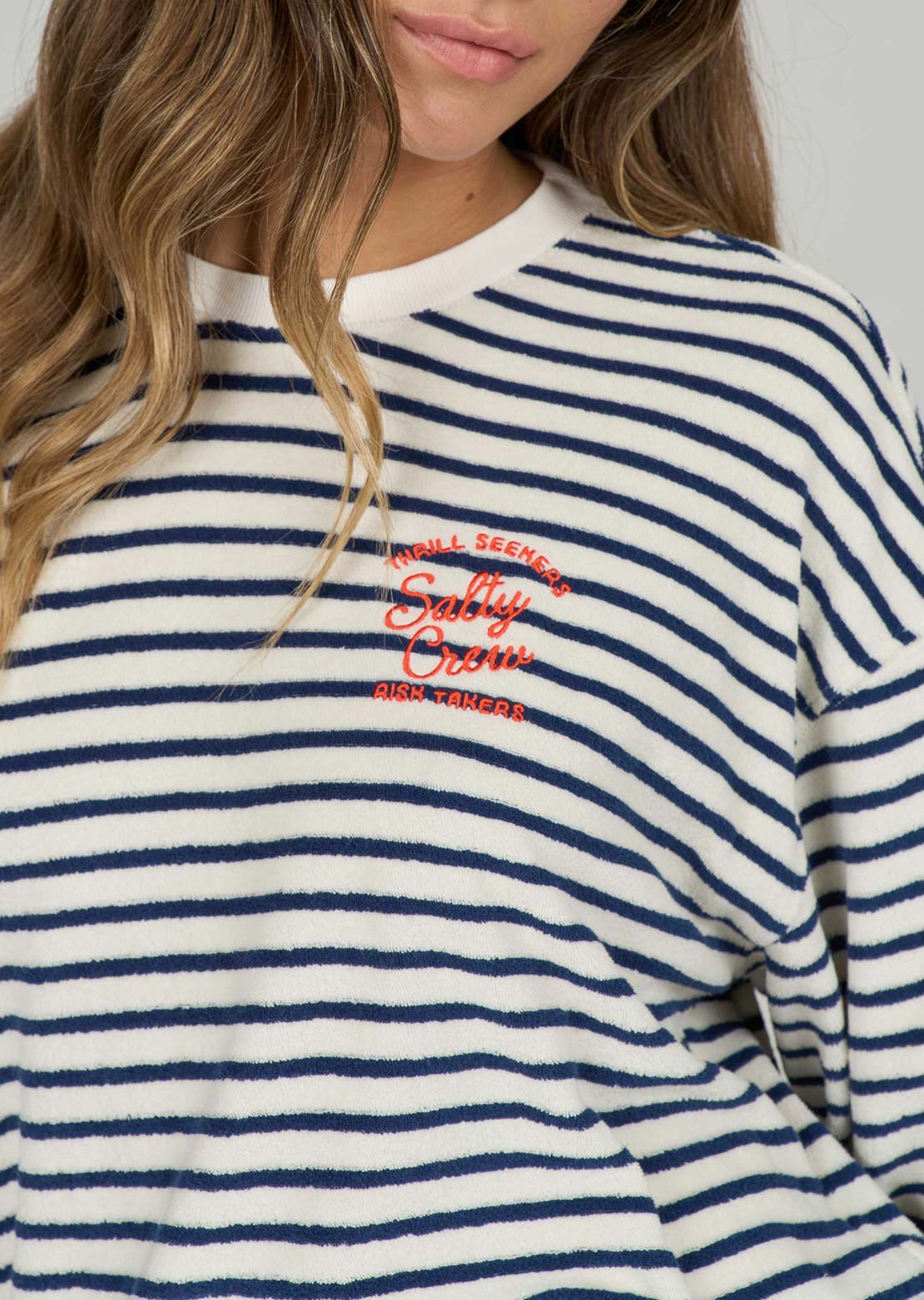 Salty Crew Women's Schooner Crew Longsleeve Bright Navy