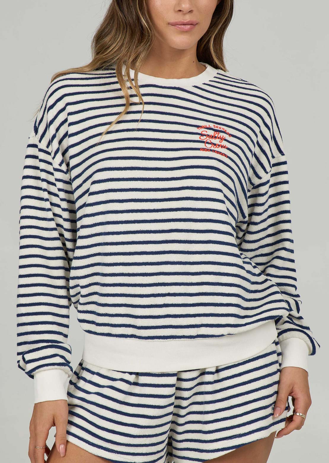 Salty Crew Women's Schooner Crew Longsleeve Bright Navy