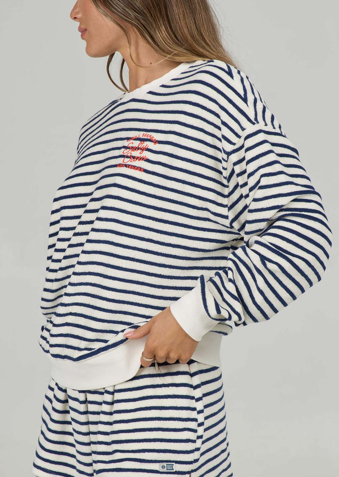 Salty Crew Women's Schooner Crew Longsleeve Bright Navy