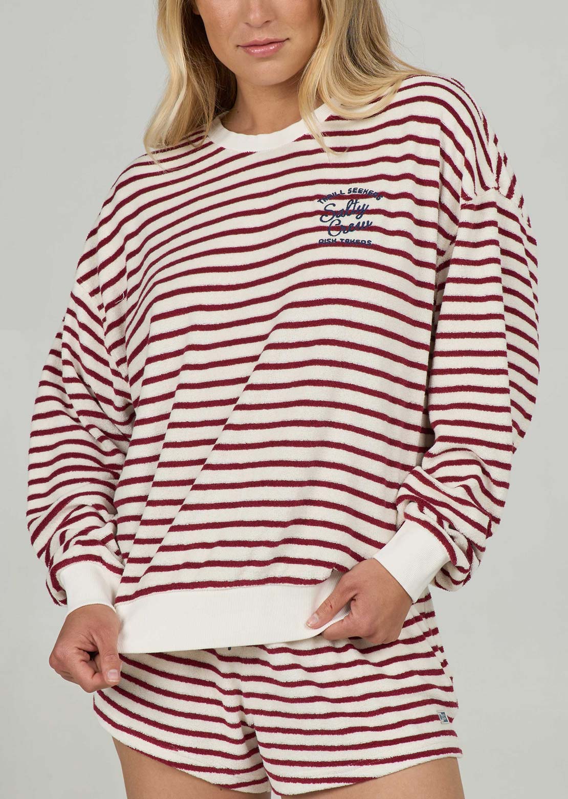 Salty Crew Women's Schooner Crew Longsleeve Plum