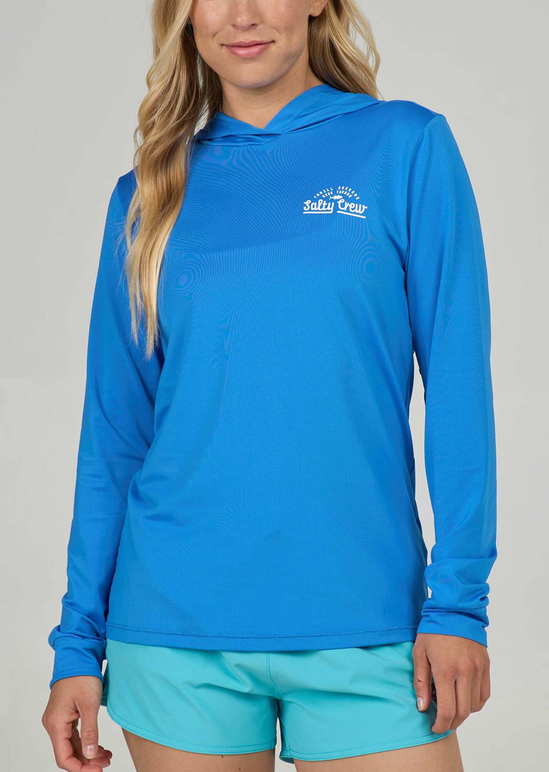 Salty Crew Women's Scripted Hood Sunshirt Bold Blue