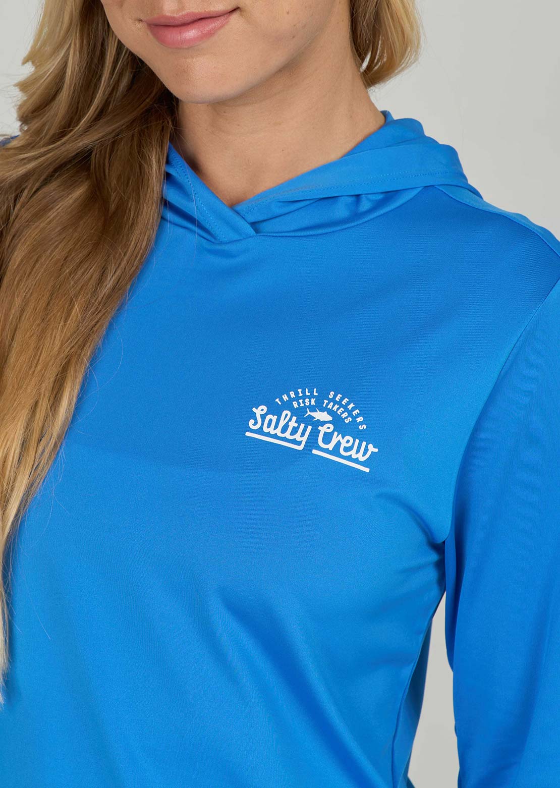 Salty Crew Women's Scripted Hood Sunshirt Bold Blue