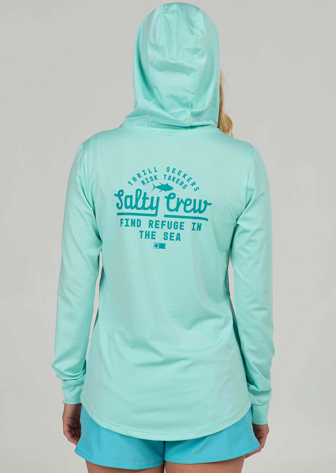 Salty Crew Women's Scripted Hood Sunshirt Mint
