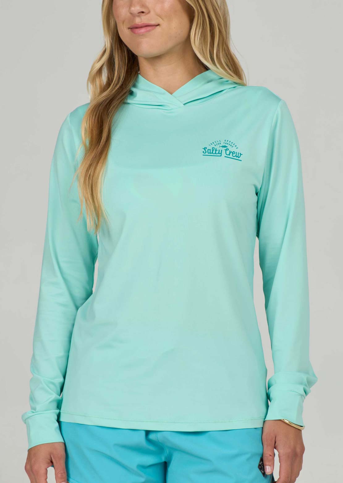 Salty Crew Women's Scripted Hood Sunshirt Mint