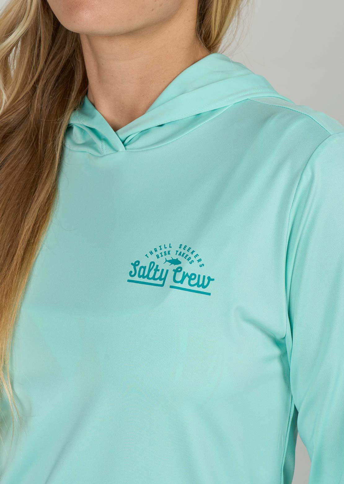 Salty Crew Women's Scripted Hood Sunshirt Mint