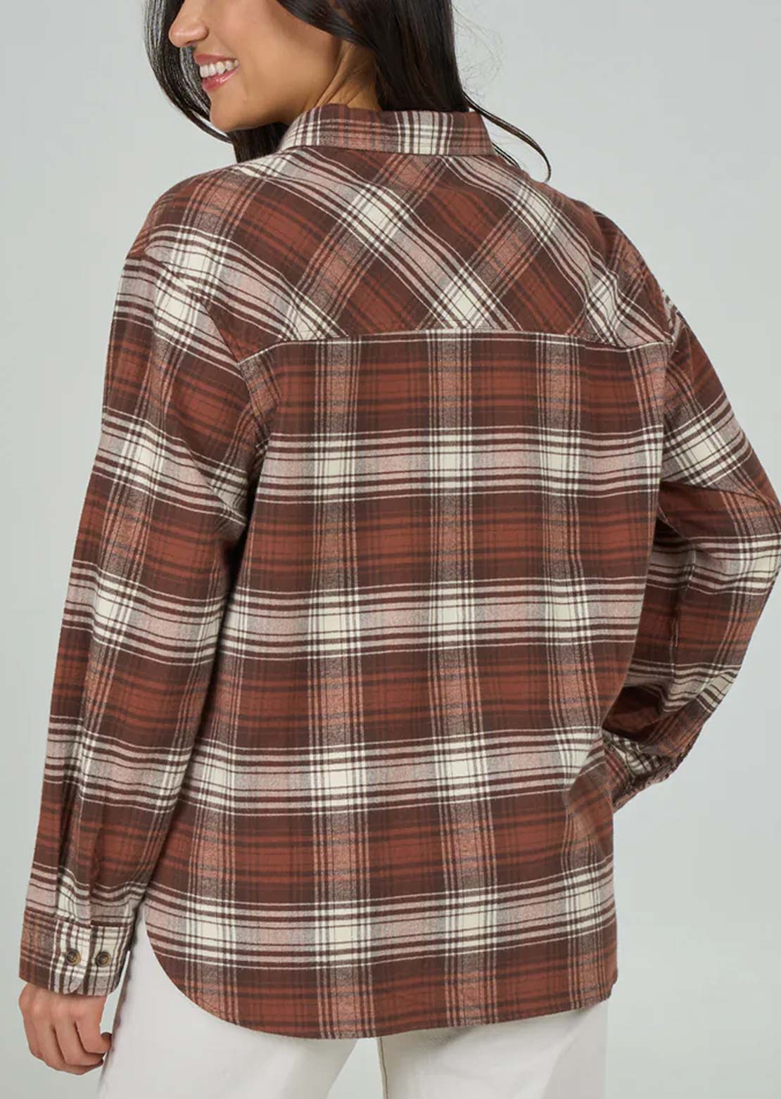 Salty Crew Women's Shore Break Flannel Button Up Shirt Rustic Red