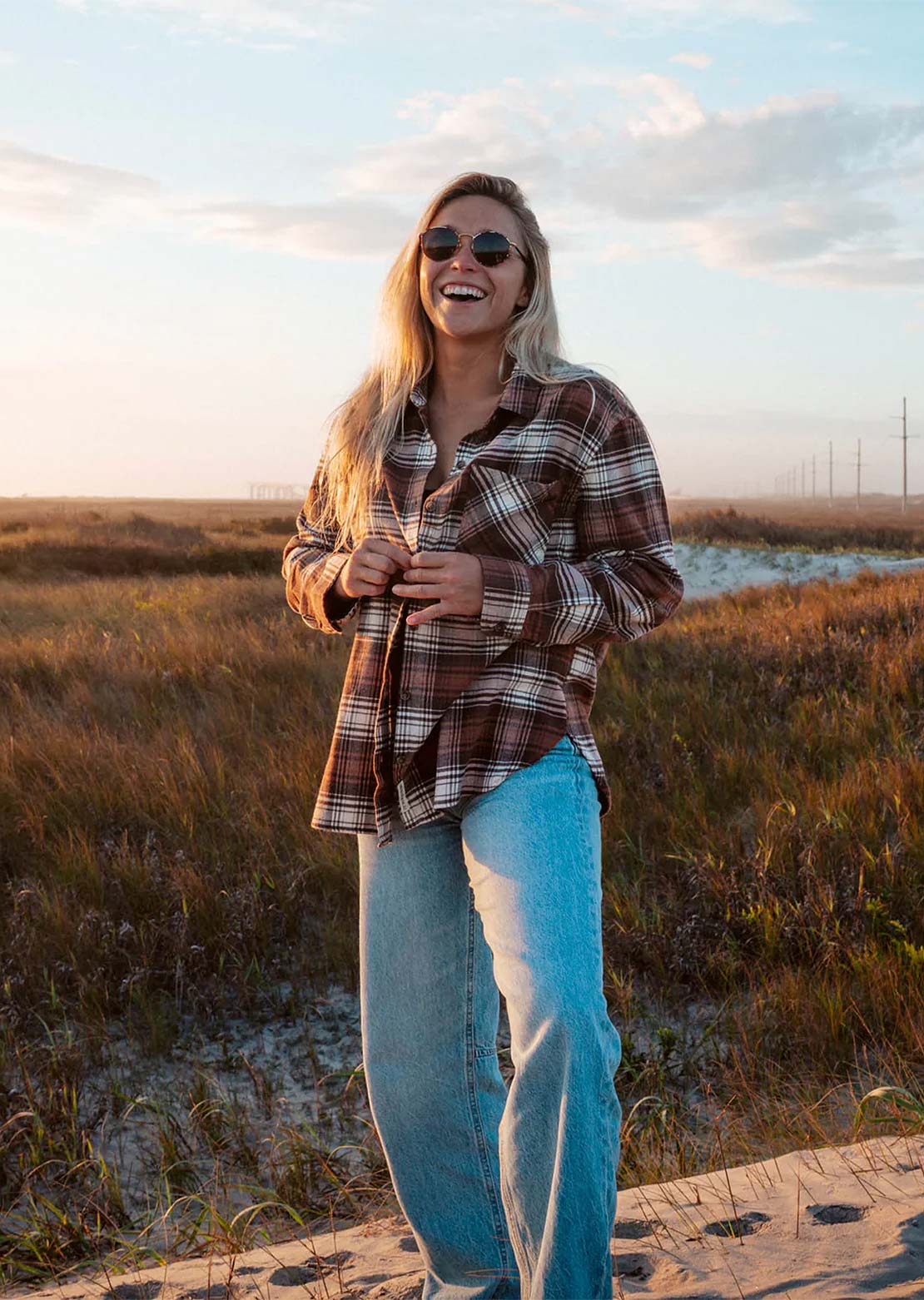 Salty Crew Women's Shore Break Flannel Button Up Shirt Rustic Red