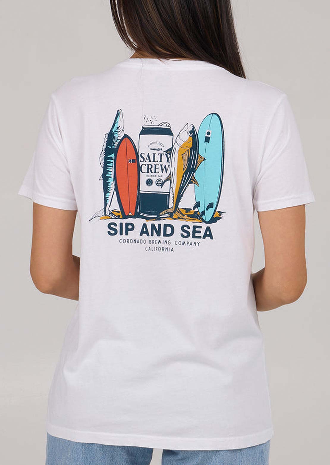 Salty Crew Women&#39;s Sip And Sea BF T-Shirt White