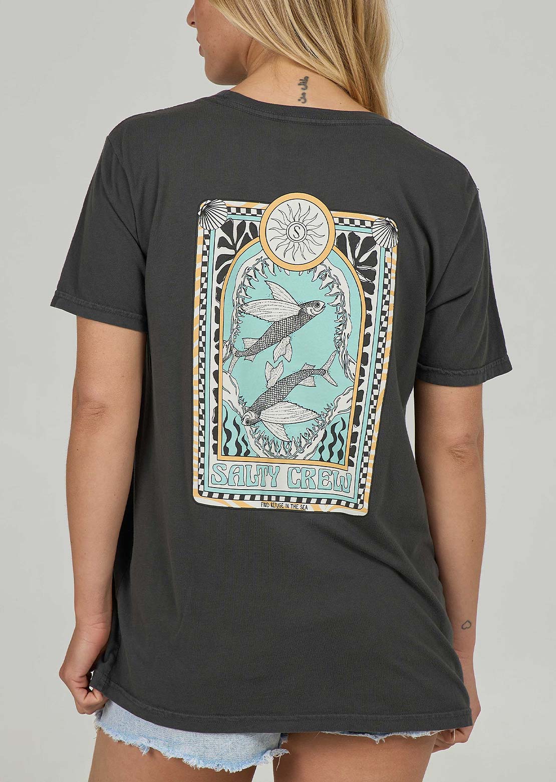 Salty Crew Women's Zodiac Boyfriend T-Shirt Charcoal
