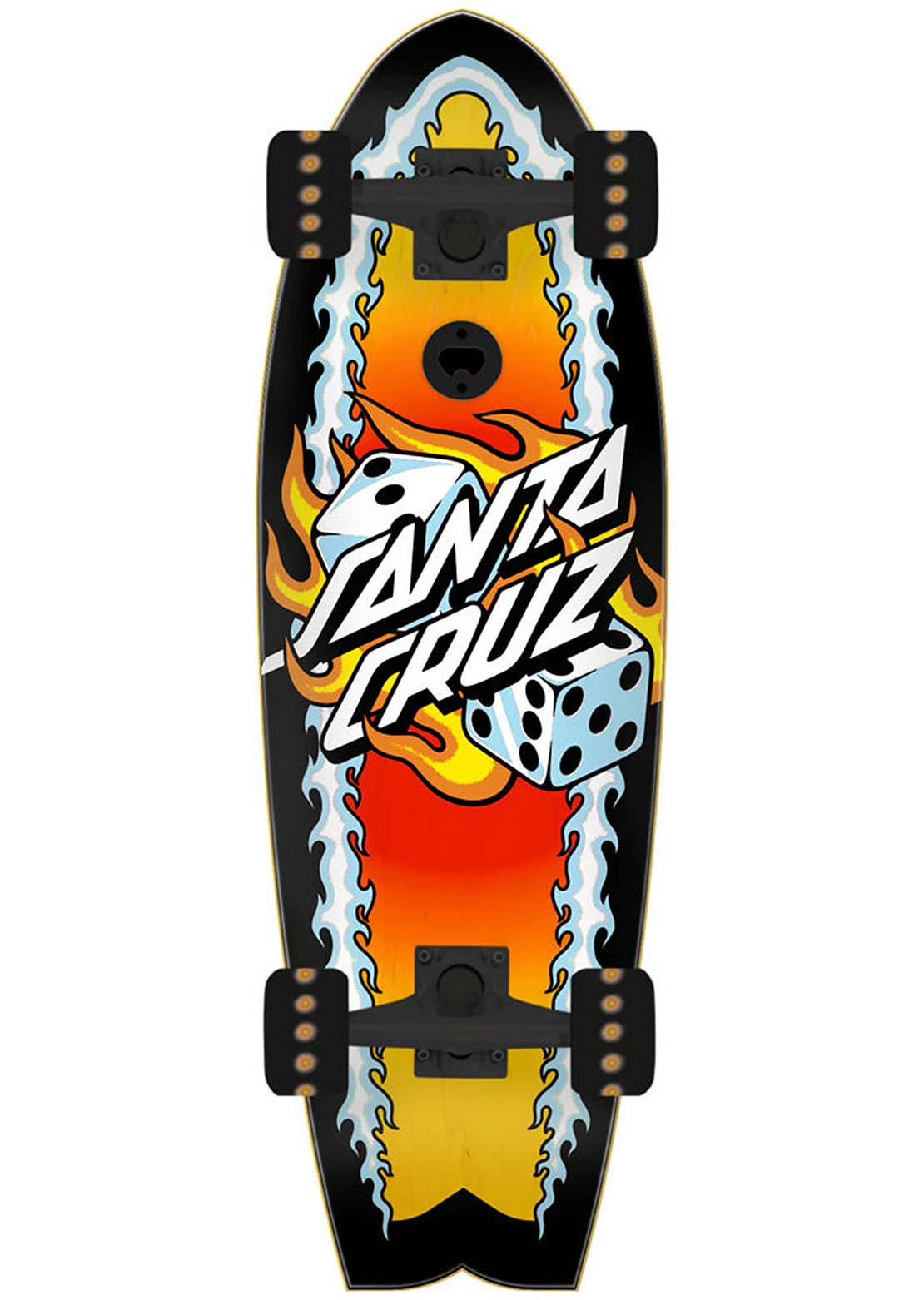 Santa Cruz Shark Flaming Dice Dot Skateboard Deck