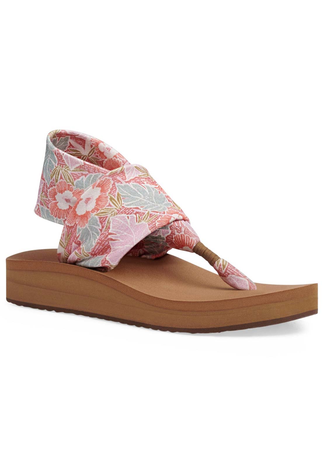 Sanuk Women's Sling ST Midform Hibiscus Sandals Pink Multi