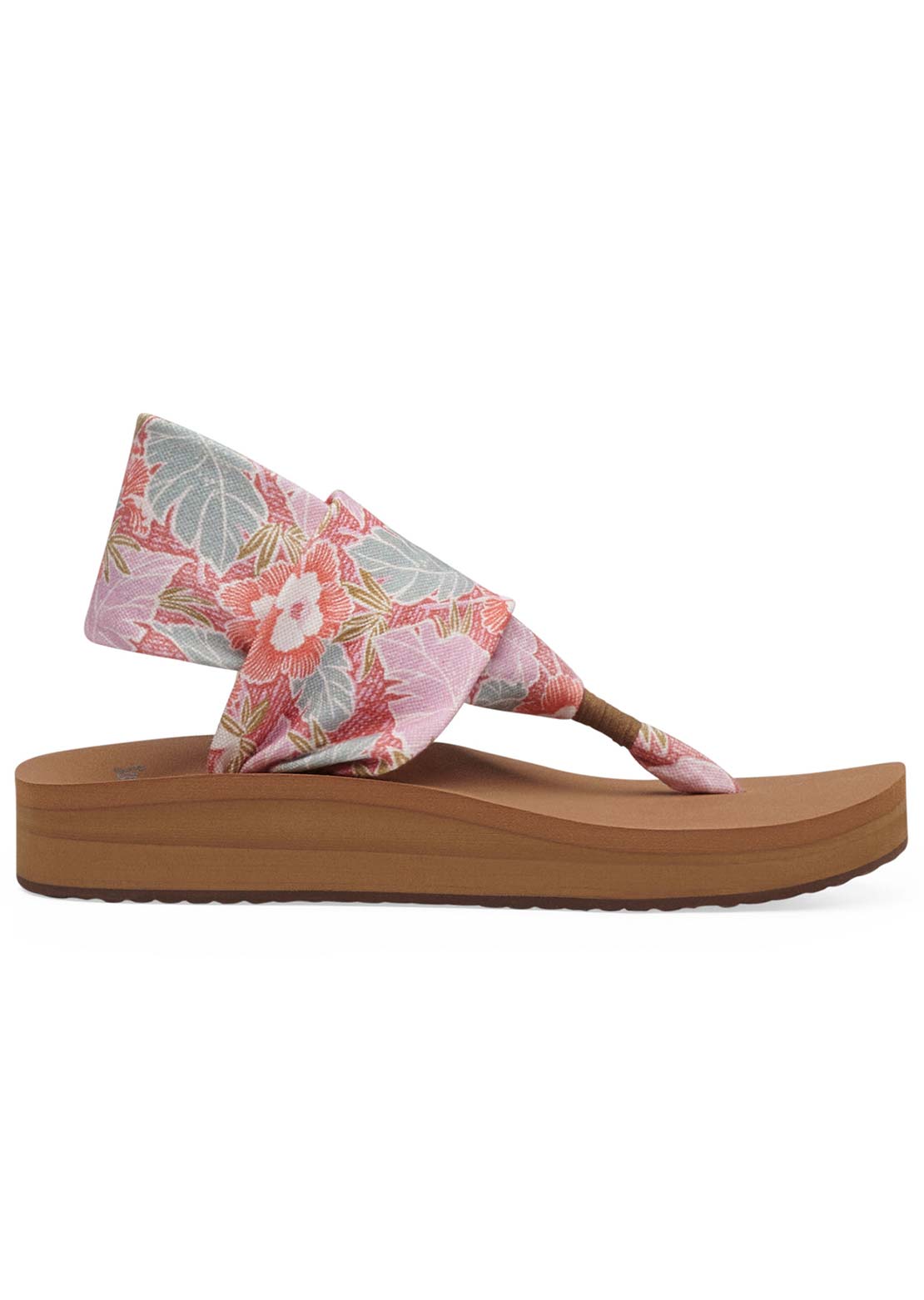 Sanuk Women's Sling ST Midform Hibiscus Sandals Pink Multi