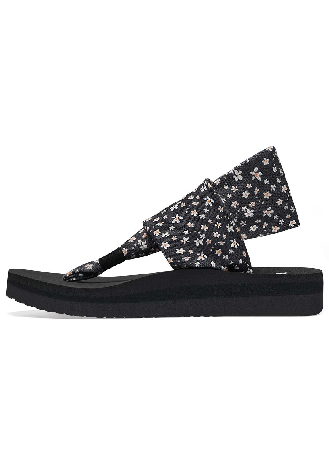Sanuk Women's Sling ST Midform Microfloral Sandals Black