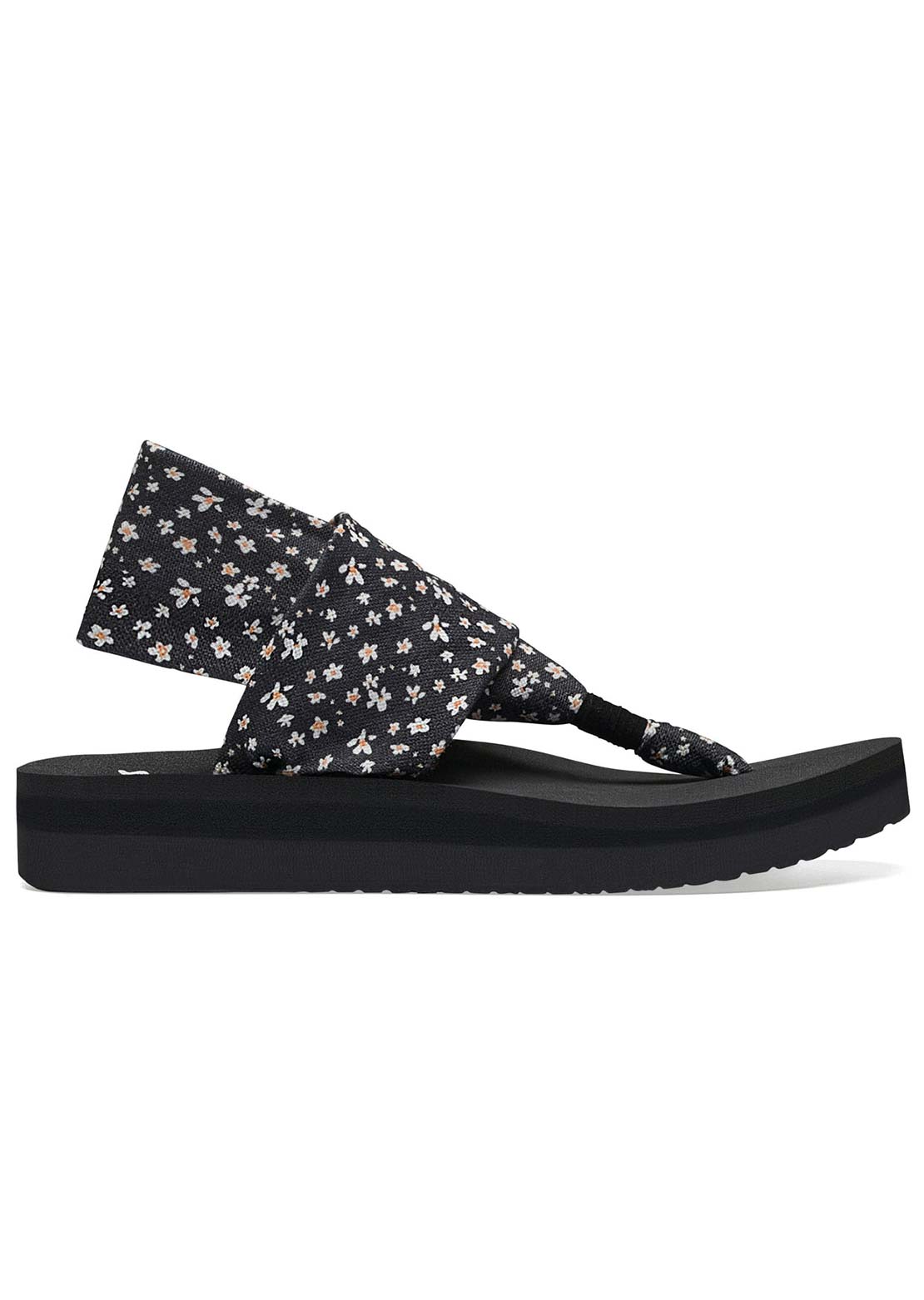 Sanuk Women's Sling ST Midform Microfloral Sandals Black