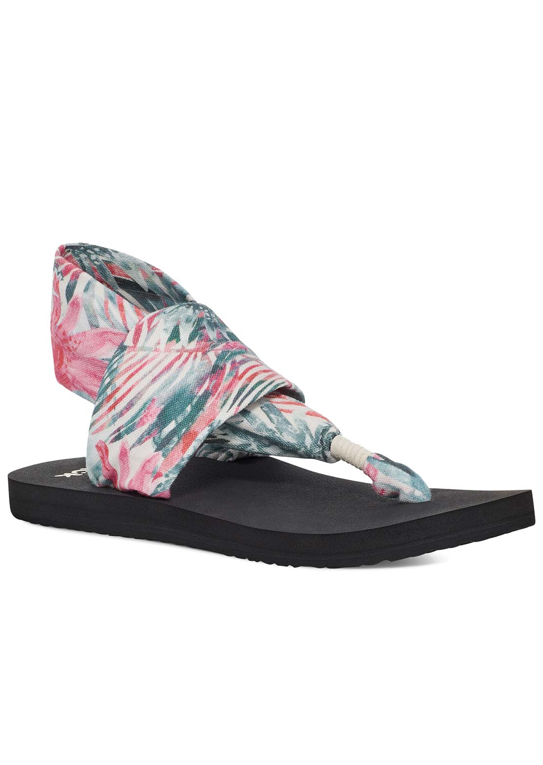 Sanuk Women's Sling ST Watercolor Palm Sandals Pink Multi
